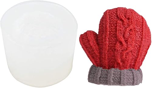Guantes de Navidad 3D en forma de molde de vela de silicona para invierno, guantes de punto, cera de silicona, molde de vela de cera de silicona,