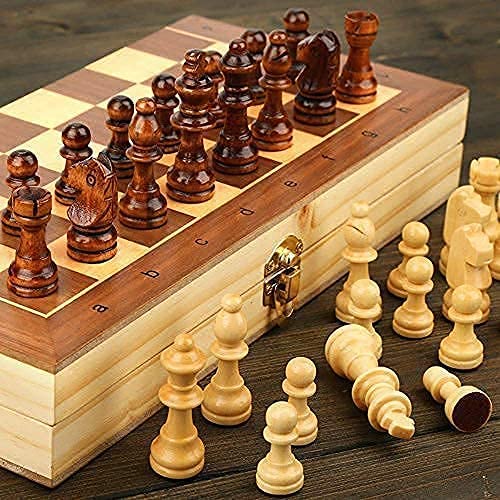 13 Inch Wooden Chess Set for Kids and Adults | Board Game | Indoor - Outdoor | Foldable Chess Board Game | Storage for Wooden Pawns | Non-Magnetic Chess and Pawns
