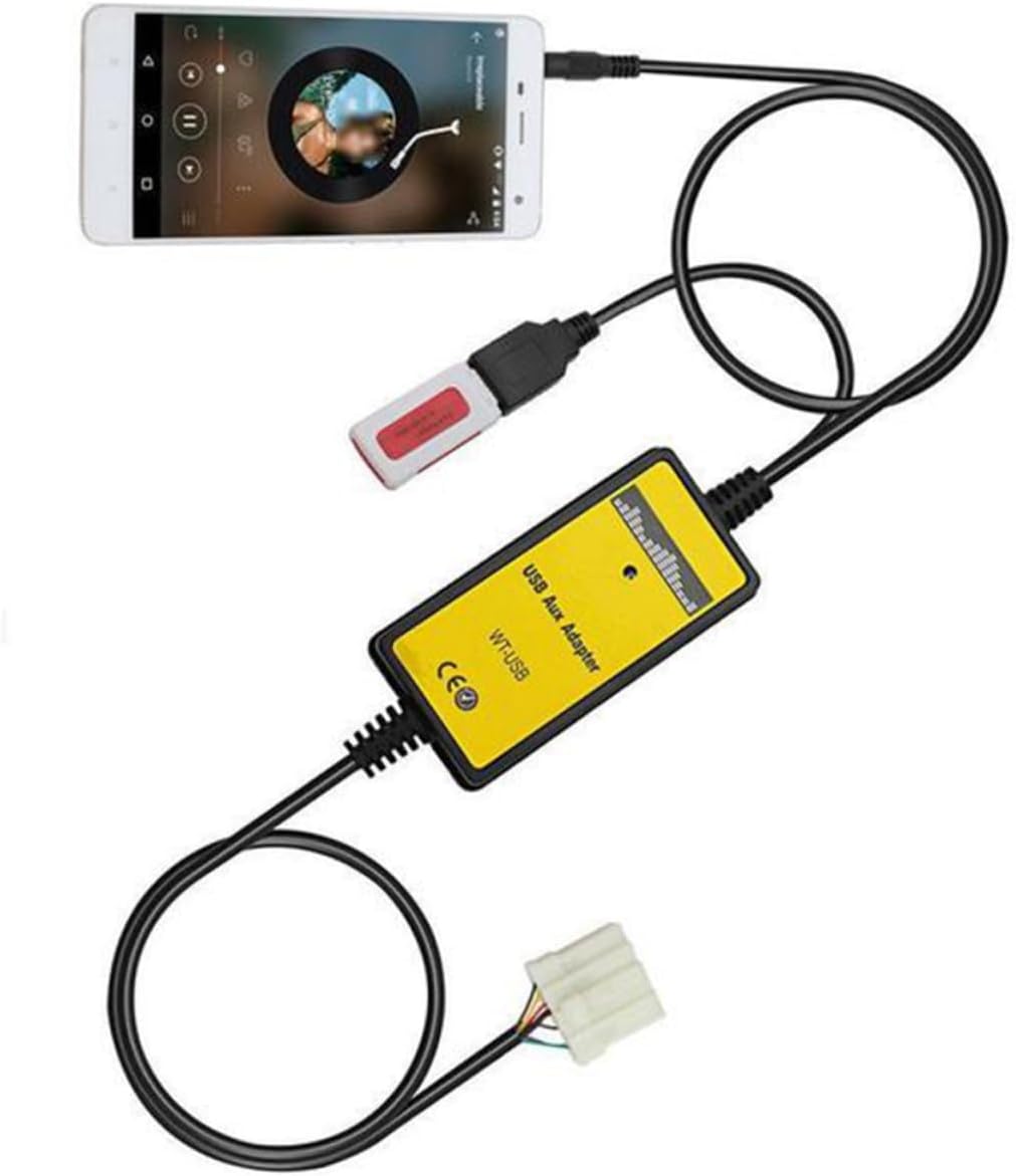 ULTECHNOVO USB Car Aux Adapter with Interface Compatible with Mazda Supports Wma Formats USB Charging Port for Phone Direct Cd Changer Connection for Premium Sound Quality