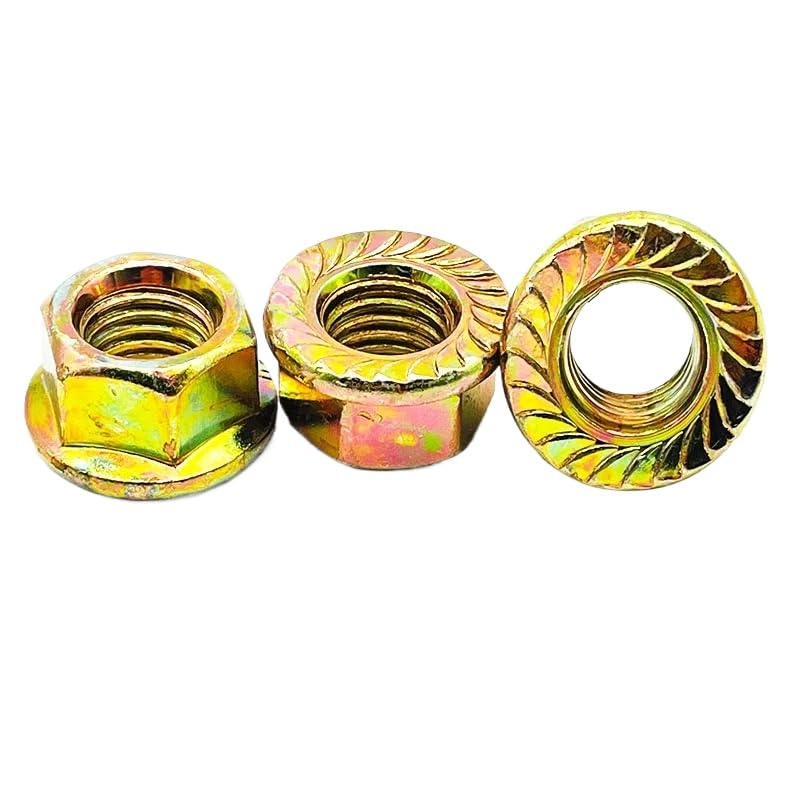 Color Zinc Steel Hex Flange Nuts Serrated Lock Nut M6 M8 M10 M12 M14 M16 M18 M20 (100,M8)