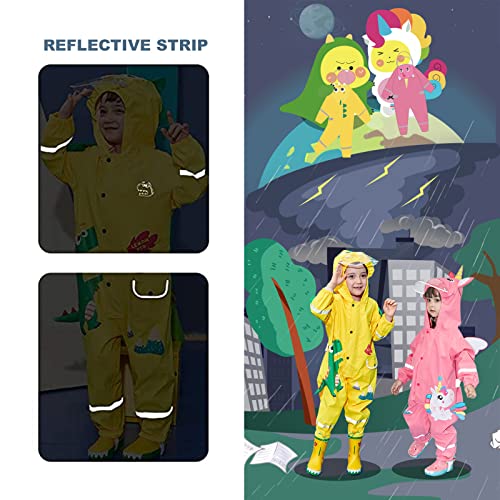 Image of Kids Poncho Raincoats Waterproof Rain Jacket Hooded Toddler Boys Girls Suit Reusable Rainwear All in One Easy to Dry