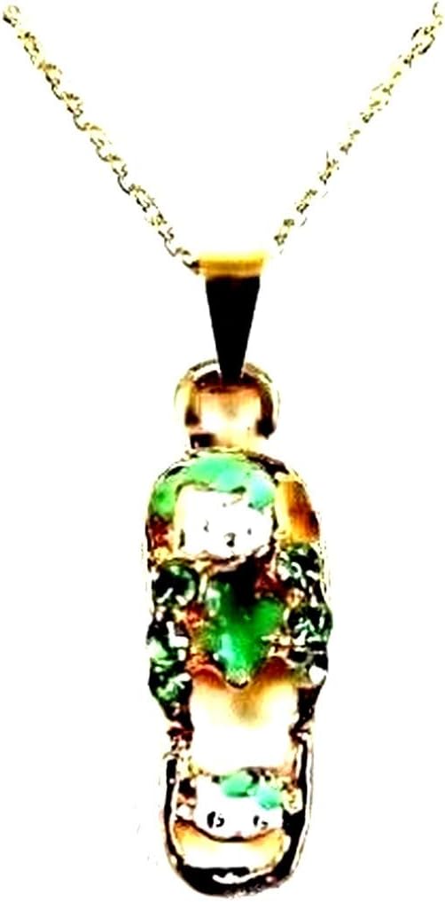 Kids Hello Kitty Tong Gold Plated Green Crystal Pendant – Jewelry
