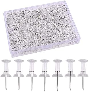 Lefute Drawing Pins, 100PCS Push Pins Clear for Pinboard Plastic Head Thumb Tacks Wall White Tack Map with Storage Box Pinboard, Mark or Bulletin Board, One Size