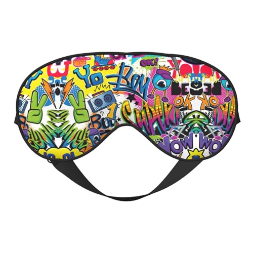 Máscara de ojos unisex con estampado de graffiti colorido, suave y cómoda, para viajes, yoga, trabajo por turnos