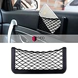 KarenDeals Red Shield Car Net Bag Phone Holder Storage Pocket Organizer for Cellphone/Wallet/Keys/Pens and More