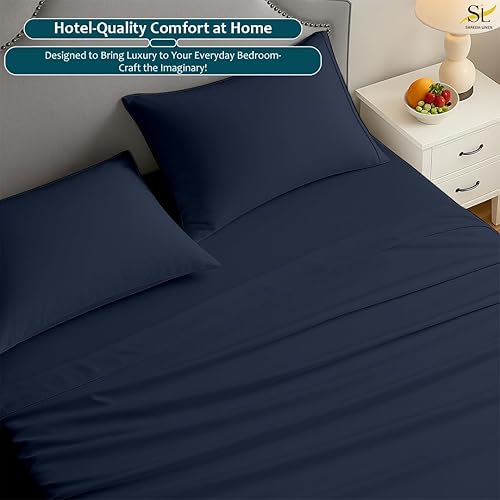 Miniatura 5 de Juego de sábanas tamaño Queen, sábanas de 4 piezas, microfibra cepillada súper suave de 1800 hilos, sábanas de lujo transpirables con bolsillo