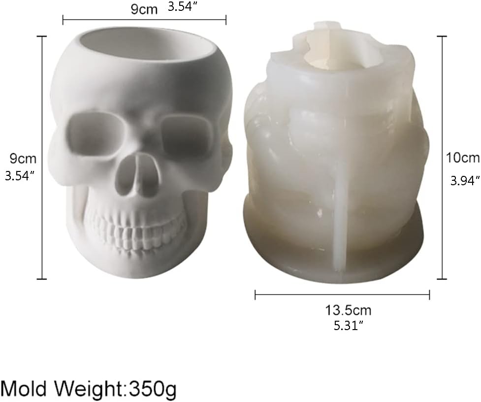 Succulent Planter Mold, Silicone Flower Pot Molds for Concrete Epoxy Resin, Crystal Epoxy Skull Flower Pot Mold Plaster Concrete Resin Vase Mould, 13 * 8.5 * 8.5cm, white