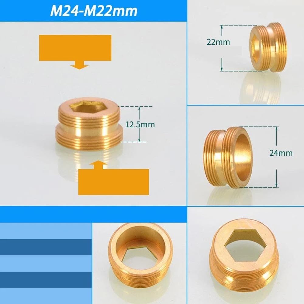 Connettore aeratore per rubinetto in ottone da M20 M22 M24 a 1/2" 3/4" - Filettatura fine/grossa maschio e femmina | Risparmio rubinetto cucina
