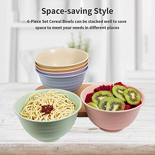 Sgaofiee Unbreakable Cereal Bowls - 30 Oz Wheat Straw Fiber Lightweight Bowl Sets Of 6 - With 6 Spoons & 6 Forks - For Rice Noodle Soup Breakfast Bowls - Dishwasher & Microwave Safe #TOP4