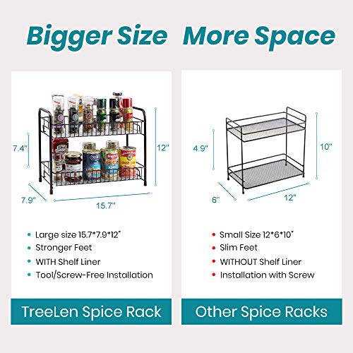 Spice Rack Organizer For Countertop 2 Tier Counter Shelf Standing Holder Storage For Kitchen Cabinet-Bronze #TOP1