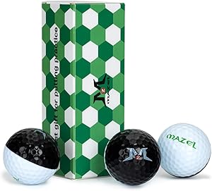 MAZEL Golf Practice Putting Ball,Golf Training Aid for Putting Green/Mat,Golf Putting Accuracy Trainer with Instant Feedback (Black-White Ball,3PCS)