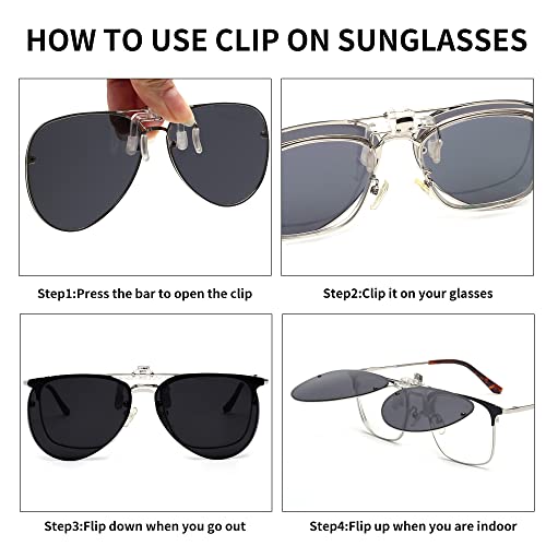 JM Retro Clip on Aviator Sunglasses, Polarized Flip up Over Prescription Glasses Men Women4