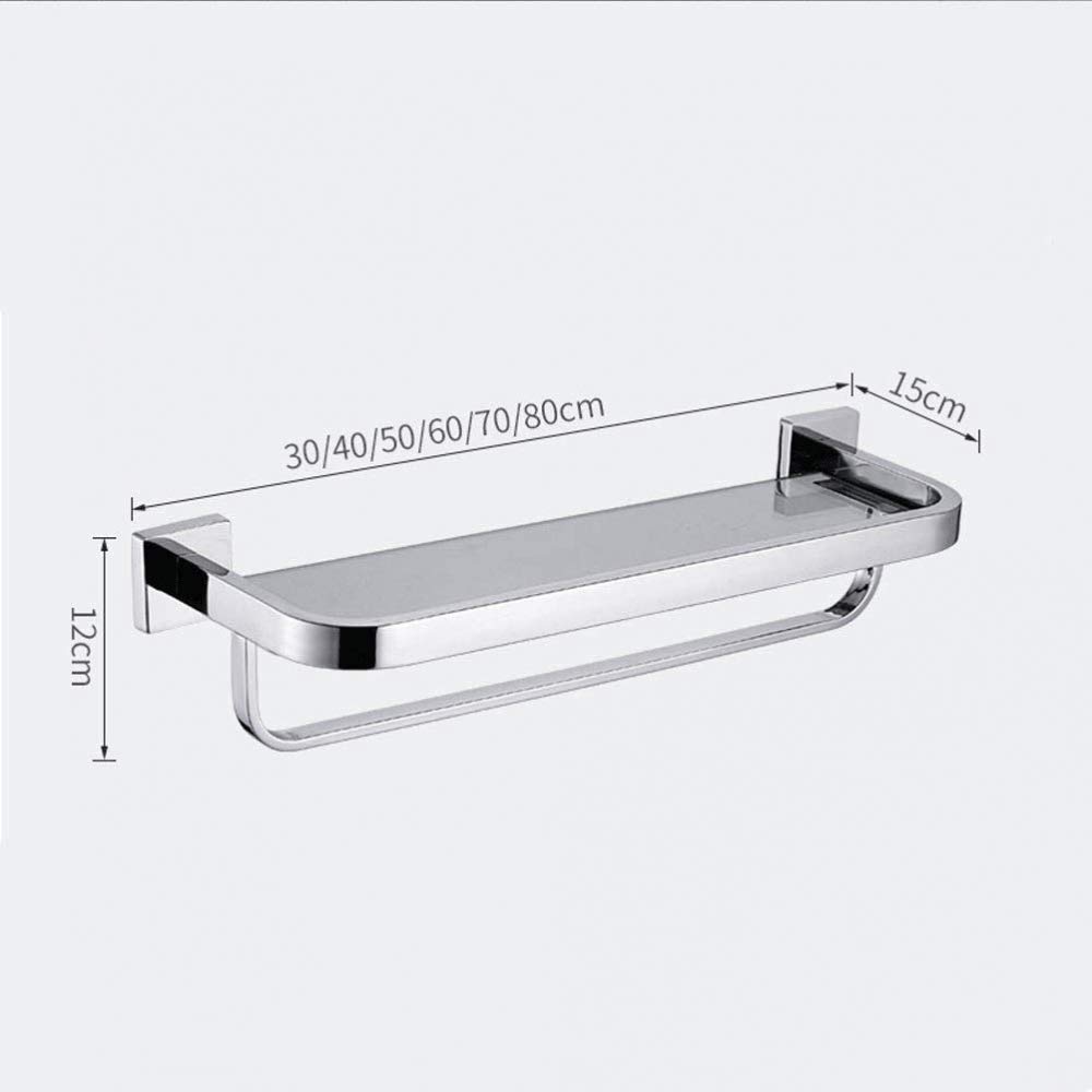 Mensola angolare da bagno a parete, in vetro temperato, 30,5 cm, con barra porta asciugamani, in acciaio inox resistente, design quadrato salvaspazio, ideale per bagni moderni