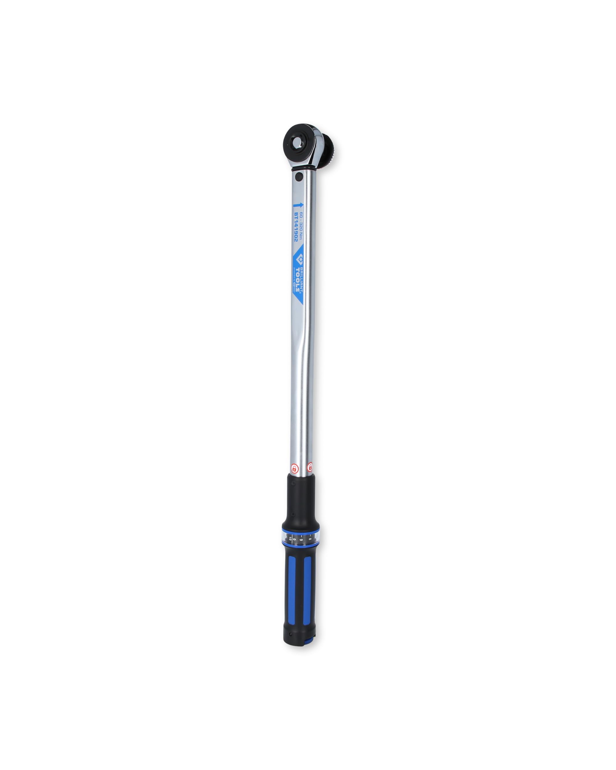 BRILLIANT TOOLS Ratchet Torque Wrench 1/2 Inch with Rotary Knob Reversible Ratchet Head BT141902 I 60-320 Nm I With Double Scale in Nm and lbf•ft I Precision Wrench