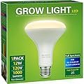 Briignite LED Grow Light Bulb, BR30 Grow Light Bulbs, Full Spectrum Grow Light Bulb 12W, 120W Equivalent, Plant Light Bulbs E26 Base, Grow Light for Indoor Plants, Seedlings, Greenhouse, 1 Pack
