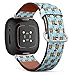 CJBROES Replacement Leather Watch Band, Compatible with Fitbit Versa 3 and Fitbit Sense of Wristband Bracelet Accessory - Collie Dog