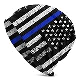 ONEYUAN Polizei-Stil Distressed Vertikale amerikanische Flagge Sommer Unisex Beanie Caps Slouchy Cuff Skull Knit Hat Cap Winter Sommer Warm Ski Hüte, Einfarbig, 6 5/8 / 7 3/8