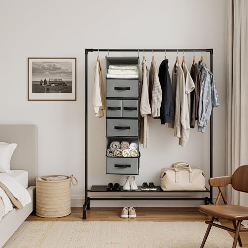 GRANNY-SAYS-Hanging-Closet-Organizer-5-Drawers-6-Shelves-6-Pockets-Gray-Hanging-Closet-Organizer-with-5-Different-Drawer-Designs-6-Shelves-Reinforced-Structure-for-Organized-Small-Spaces