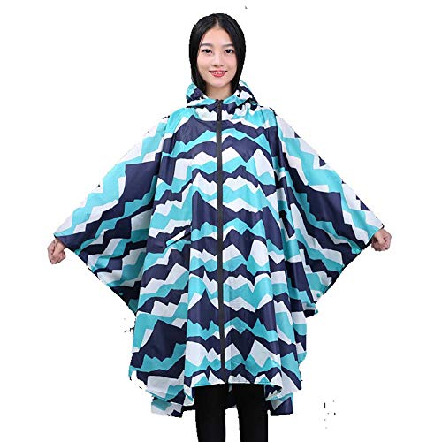 Preisvergleich Produktbild Damen Regen Poncho Jacke wasserdichte, Leichte Wiederverwendbare Regenmanteljacke Mit Kapuze für Parks Camping Landwirtschaft Angeln Wandern,Blau,L