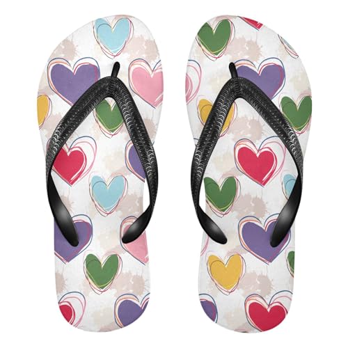 Colorful Hearts Flip Flop Beach Summer Casual Sandal for Women & Men Shower Shoes 20861866