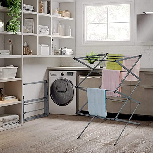 Vivianrack 3-Tier Clothes Drying Rack For Laundry, Folding Clothes Drying Rack Indoor Metal Steel Clothing Drying Dryer, Accordion Design Laundry Rack，Towel Rack(Silver Gray) #TOP5