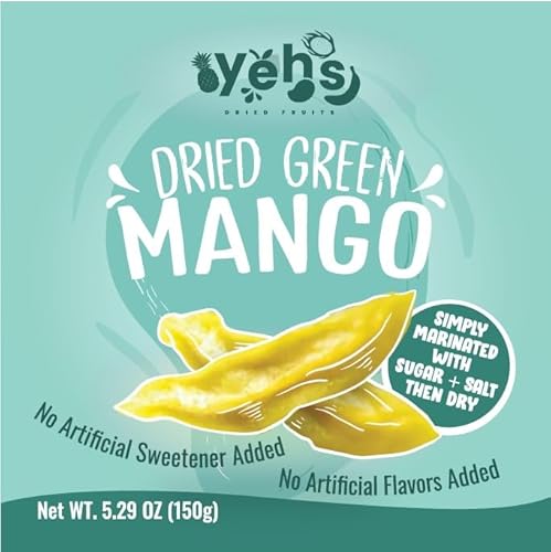 Yehs Dried Fruits: Dried Green Mango 5.29 oz - || Soft and Chewy || Vacuum Sealed || Made in Taiwan ||