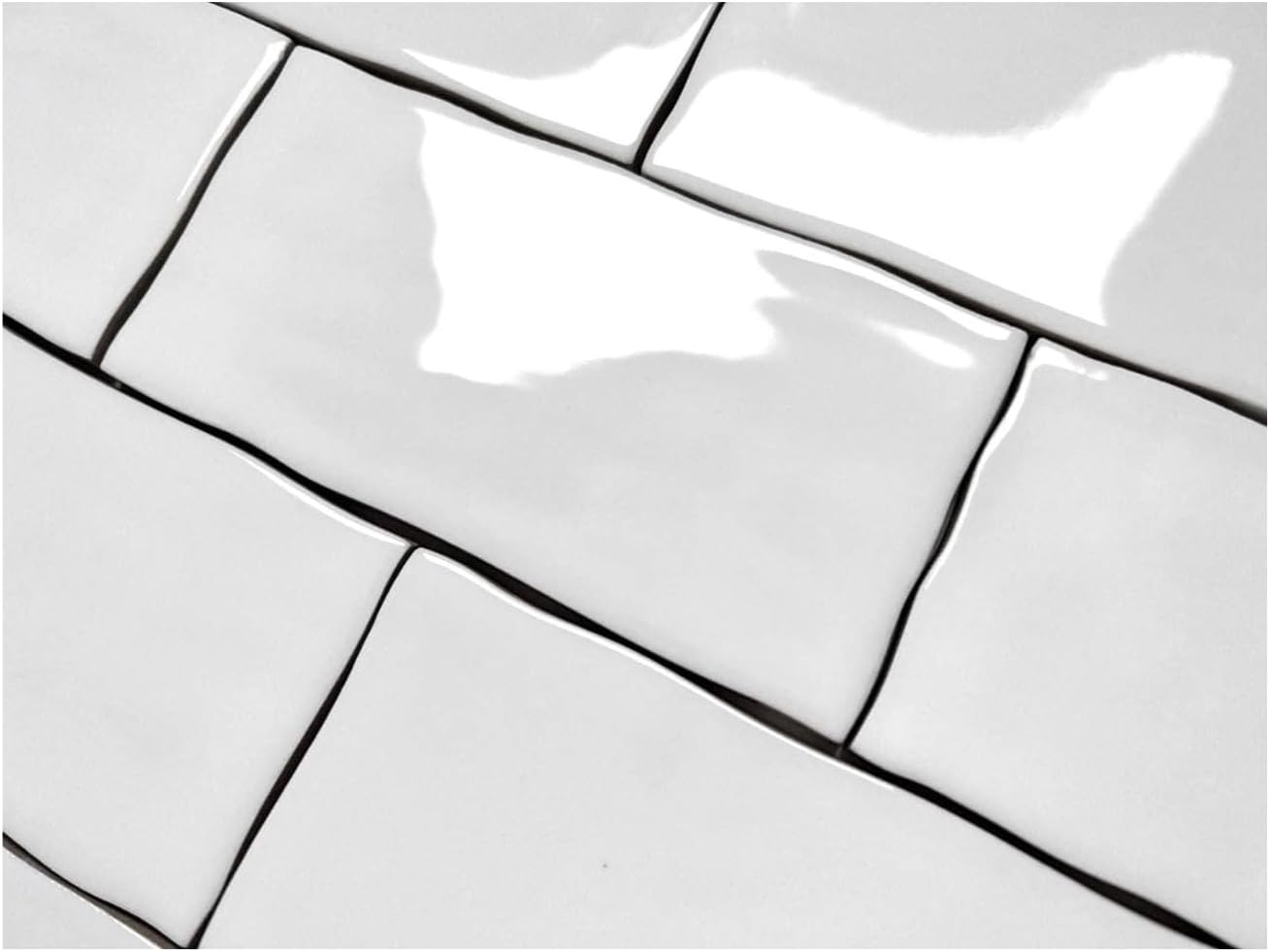 Tenedos 3x6 Subway White Hand-Made Look Ceramic Glossy Subway Wall Tile (Irregular Rounded Edges) for Kitchen Backsplash, Bathroom Wall, Accent Walls (80 Pieces - 10 Sqft/Box)