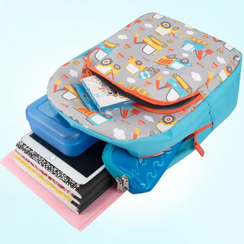 Image of Trail maker 15 Inch Kids Backpacks for Boys & Girls | Preschool, Kindergarten, Elementary School Backpacks with Adjustable, Padded Straps (Construction Trucks)