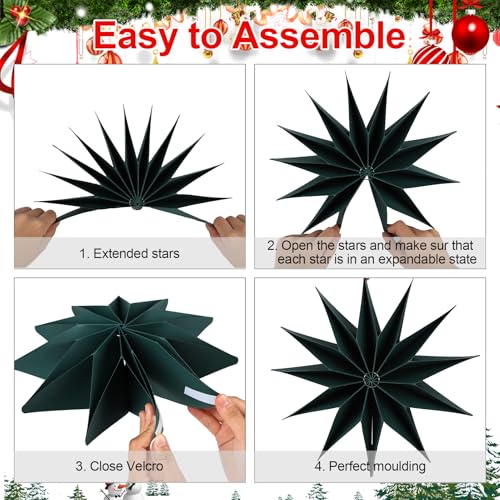 Image of 12 Inches 5 PCS Red Green White Paper Star Lanterns Hanging Stars Christmas Party Decorations Hanging Lampshade Christmas Wedding Birthday Christmas Home Party Decorations(12 Pointed)