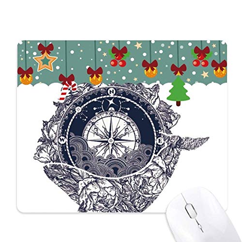 Tapis de souris noël original boussole et fleurs à offrir pour le bureau