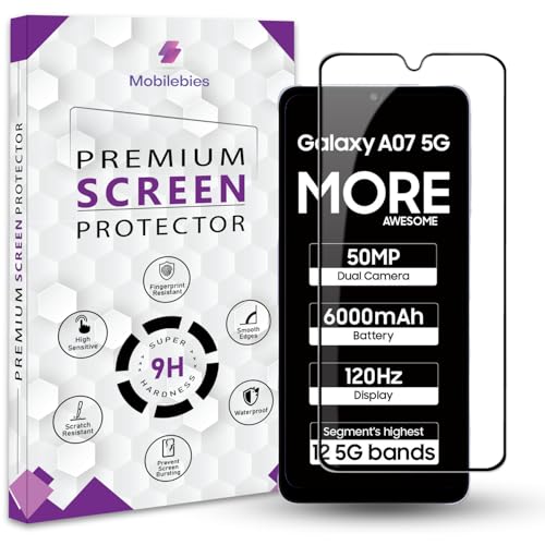 Image of Premium Tempered Glass Screen Protector Guard For Samsung Galaxy A07 5G (6.7 Inch, Pack of 1) | Edge to Edge Coverage With Easy to installation kit