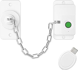 CMNGJ Fingerprint Cabinet Lock, Adjustable Smart Child Safety Lock, One-Touch Unlock for Drawers, Cabinets, White (Fingerprint Lock with Adjustable Iron Chain)