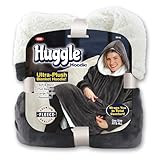 Ontel Huggle Hoodie Oversized Wearable Blanket Hoodie for Men & Women - Machine-Washable Soft Fleece Sweatshirt with Giant Hood, Large Pockets, & Sleeves, Gray