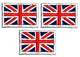 Umama Patch Set of 3 Mini flag '' 0.6X1.1 '' British Union Jack Flag Embroidered Patch Military Tactical British Union Jack Flag Emblem Uniform Sew Iron On Patches Clothes