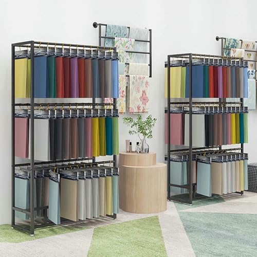 Heavy-Duty Wall Mount Metal Display Rack - Commercial Fabric Storage Shelf for Tablecloth & Wallpaper Organization, Space-Saving Solution for Retail & Home Use