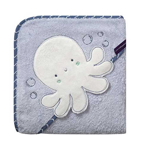 ClevaMama Bamboo Apron Baby Bath Towel with Hood for Newborn, Babies and Toddlers in Ultra Soft Bamboo, Absorbent, for Boys and Girls 0-4 Years - Blue, 98x98 cm - Image 4
