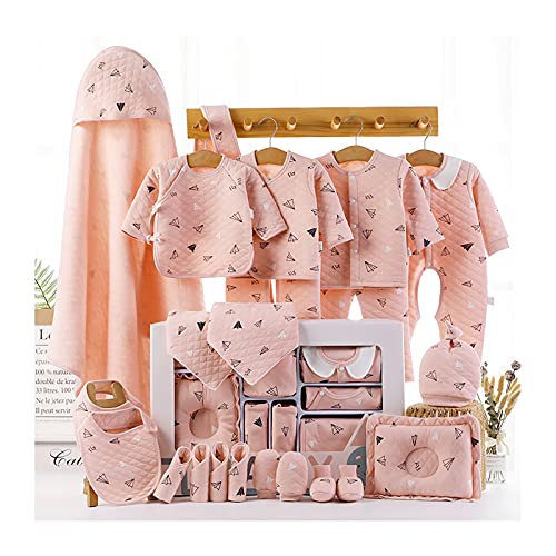 Puhang ベビー服 新生児服 ベビーギフトセット 出産祝い 出産準備 22点セット ロンパース 女の子 男の子 肌着 おくるみ ベビー帽子 手袋 靴下 よだれ掛け ハンカチ 枕 プレゼント天然綿100% 柔らかい ギフトボックス付き 0~12ヶ月 ピンク