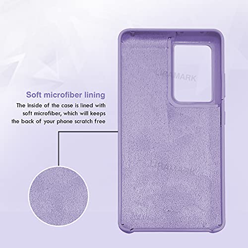 Image of LIRAMARK Liquid Silicone Soft Back Cover Case for Samsung Galaxy S21 Ultra (Lavender)