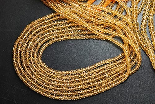 Citrine dorée facettée rondelles petites perles naturelles 2.5mm création bijoux fantaisie