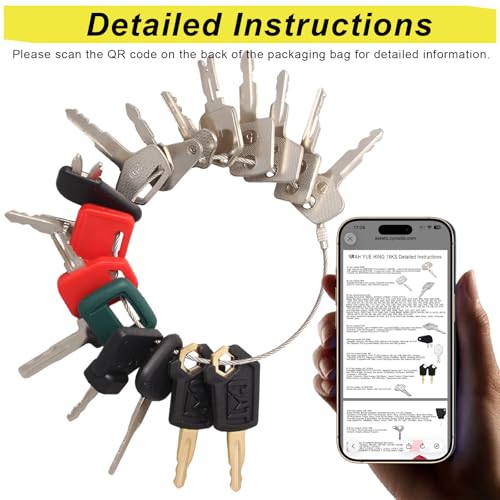 Image of Multi Type Heavy Equipment Master Keys, 16 Contractor Excavator Dozer Skid Steer Loader Forklift Roller Operators Keys Fit Case JCB Kubota KOM Volvo CAT JLG Hyster Hitachi John Deere JD