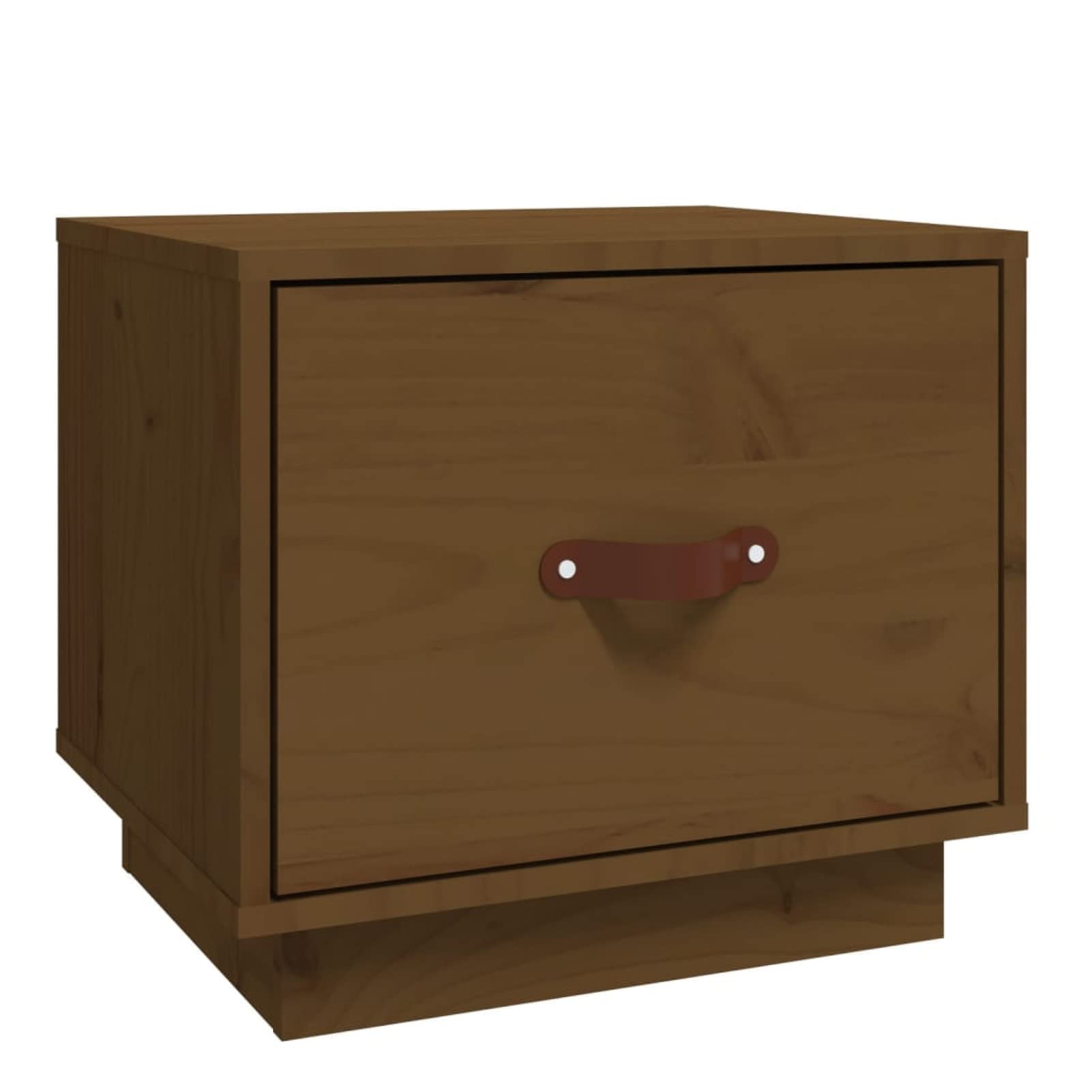 Homgoday Comodino marrone 40 x 34 x 35 cm in legno di pino massello, comodino, tavolino per divano, mobiletto per soggiorno e camera da letto