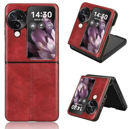 Protection Oppo Find N3 Flip 5G Étui en Cuir pour Vos Sorties et Voyages Rouge
