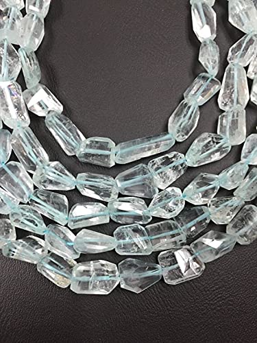 Aigue-marine bleue 8x12mm perles facettées nuggets en fil de 23cm pour création