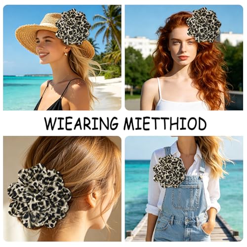 Image of PLwelth Large Flower Brooch Pins Floral Hair Clips for Women Lapel Pins for Dress Clothes Suits Wedding Party Jewelry Gifts