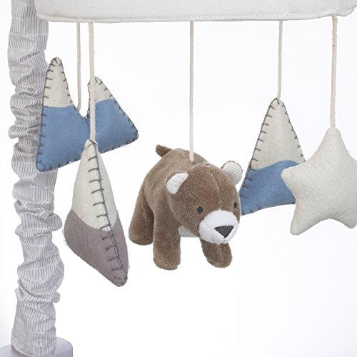 Dwell Studio Bear Hugs Nursery Crib Musical Mobile, Blue/Gray/White Bear/Mountains