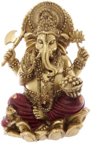 Gold and Red Ganesh Statue 16cm