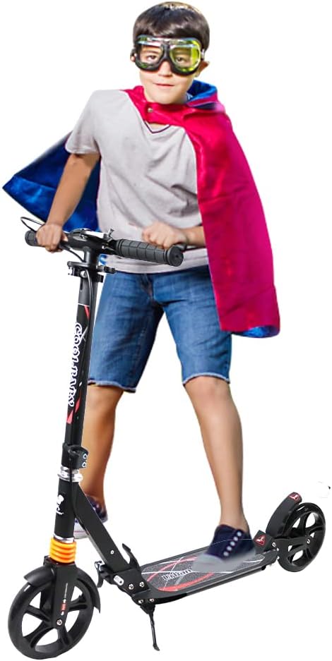 Coolbaby Adult Scooter -Multiple Brake Options,Foldable, AdjUStable, 2 Big Wheel, Front & Rear Shock-Absorbing System, Up To 100Kg,Non-Electric (Black1 Without Brake Fbm, Black1 Fbm)