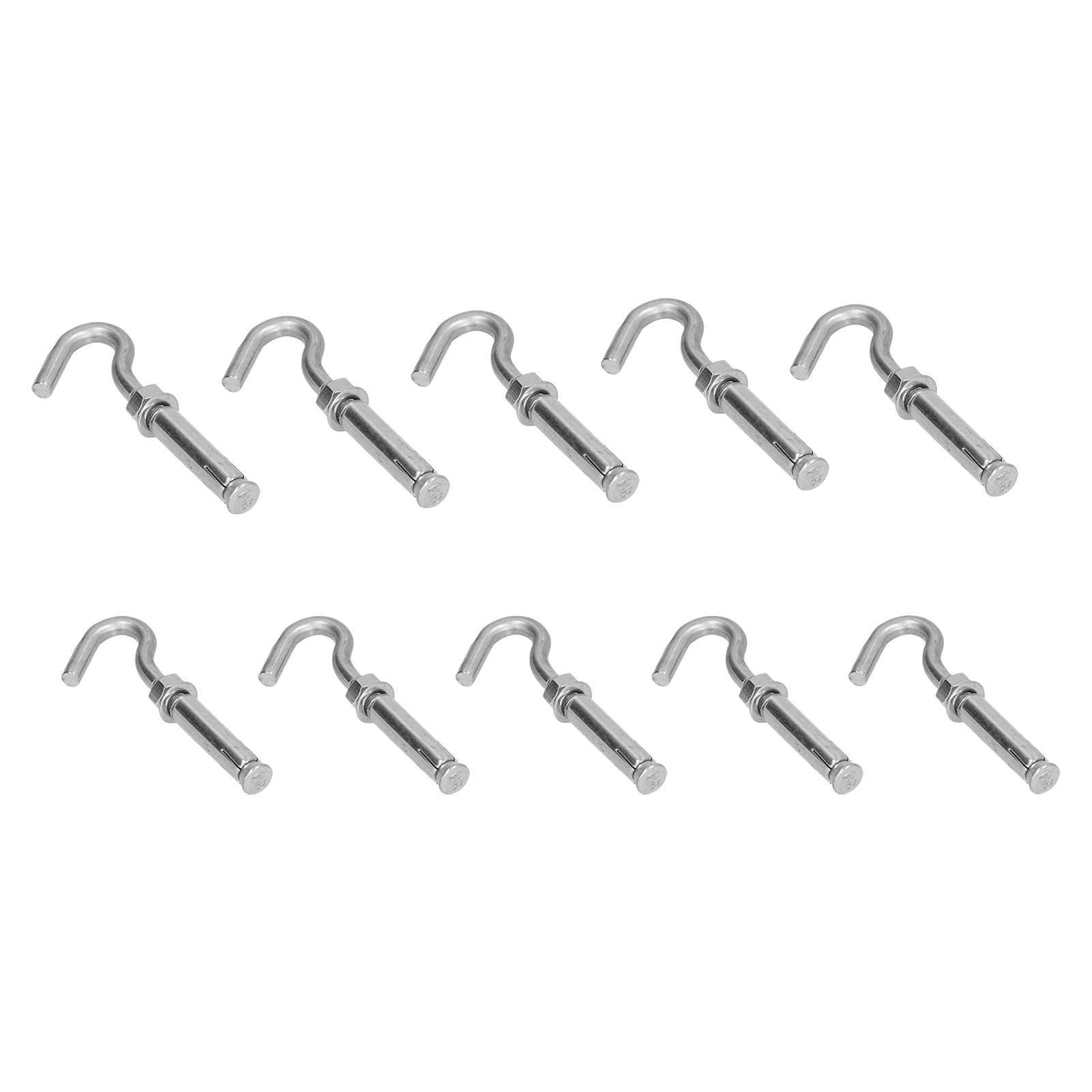 10Pcs Expansion Hook Stainless Steel Open Cup Bolts for Wall Cement Industrial Fasteners (M12)