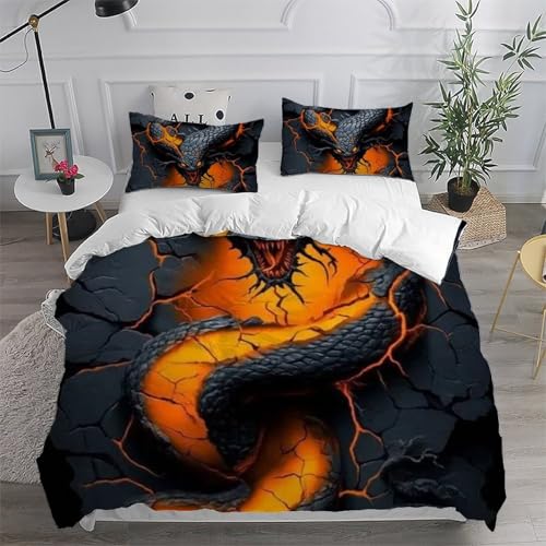 Housse de couette python 3D le cadeau idéal pour le lit double d'un garcon