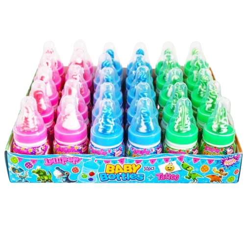 Big Baby Pop poudre Tattoo bonbons Ourse - 3 différentes saveurs de fraise, raisin et Orange - Paquet de 30